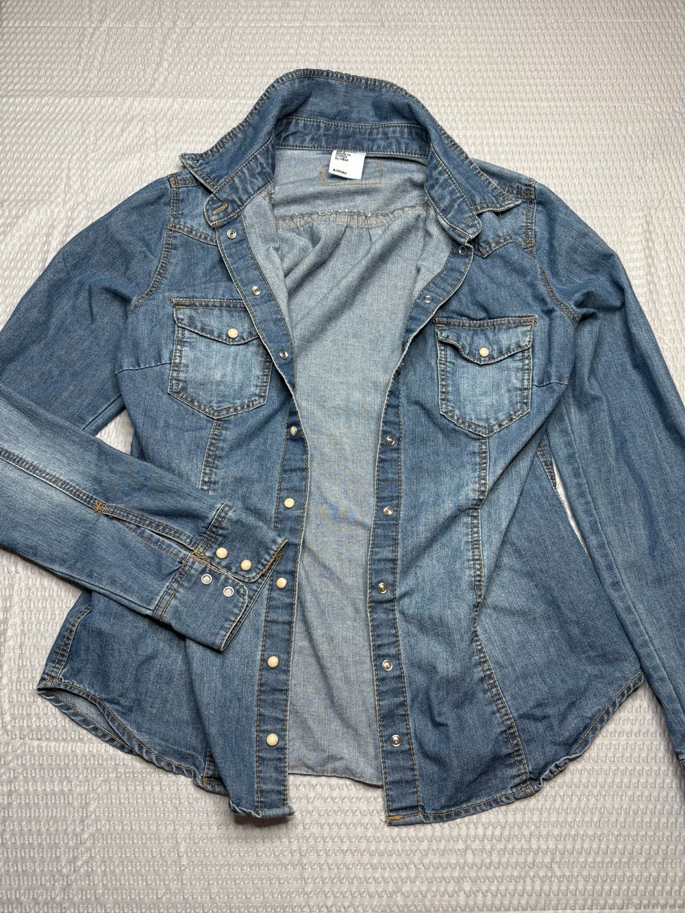 H&M Classic Blue Denim Snap-Front Jacket